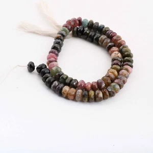 Multi Turmalin Mikro Facettiert Rondell Perlen, Mitte Gebohrt Perlen 8 mm, 8 Zoll - Bild 1 von 9