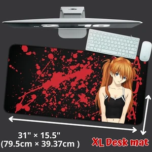 Anime Waifu Asuka Large Game Keyboard Desk Mat Evangelion Manga Mouse Pad - Picture 1 of 9
