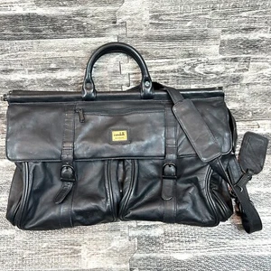 Condotti Handmade Black Leather Carry On Weekend Bag Vintage - Picture 1 of 11