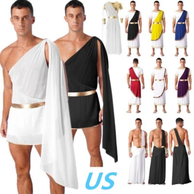 Men Adult Ancient Greek Roman Toga God Costume Halloween Theme Party Dress Up - Image 1 of 4