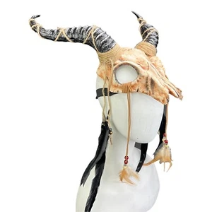 Ram Skull Mask Goat Horns Halloween Animal Masquerade Accessory Headdress[Bone] - Picture 1 of 9
