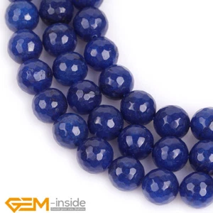 Faceted Blue Jade Gemstone Round Loose Spacer Beads For Jewelry Making 15"Strand - Bild 1 von 34
