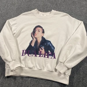 Dua Lipa Bershka Sweathirt Electropop Womens Size S Faded Distressed Crew Neck - Picture 1 of 9