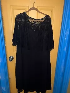 MIDI Dress Black Lace Top Goth Pinup Fashion Size 26 - Picture 1 of 3