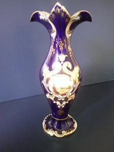 19JAHRHUNDERT KOHLEPORT-STIL BLEU DE ROI VERGOLDETE AUSGESTELLTE VASE MIT BEMALTER PANEL - Bild 1 von 6