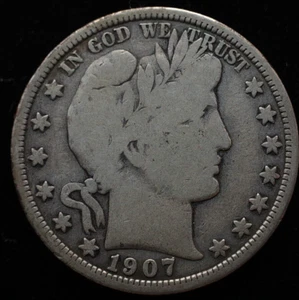 KAPPYSCOINS G9450 1907D NICE FINE BARBER SILVER HALF DOLLAR - Picture 1 of 2