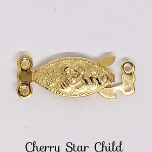 Yellow gold pl 2 strand embossed fish box clasp finding craft jewelery - Picture 1 of 4