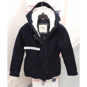 ABERCROMBIE & FITCH CHAQUETA PARKA LANA BREZO ABRIGO AZUL MARINO MUJER TALLA MEDIANA - Imagen 1 de 7