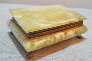 Original Old Vintage Hand Crafted Stone Jewellery Box - Picture 1 of 6
