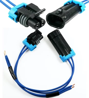 Assembled Delphi 2-Pin Metri-Pack 150Series 18GA Male & Female Connector PIGTAIL - Image 1 of 4