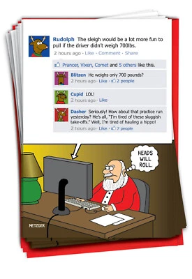 36 divertidas tarjetas de felicitación de Navidad con sobres -1 diseño, 36 cabezas rodarán Foto 1 de 4