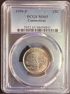 1999 P 25¢ Connecticut State Quarter PCGS MS65 1st Year - Picture 1 of 2