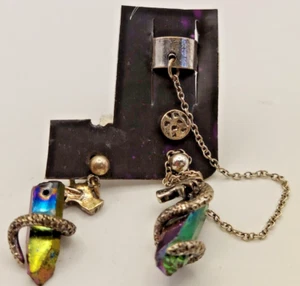 Juego de pendientes dragón "plateado" con brazalete de cristal IOP - Imagen 1 de 6