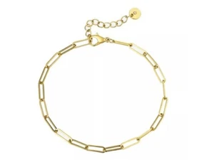 Moda Sport Gold Tone Stainless Steel Paperclip Bracelet- NEW - Picture 1 of 3
