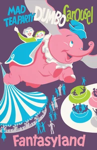 Disneyland Fantasyland Mad Tea Party Dumbo Carousel Disney Retro 11x17 Poster - Picture 1 of 4