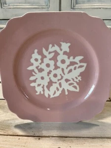 Cameoware Plate vintage Harker Pottery Co USA pink square country chic decor - Picture 1 of 6
