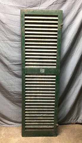 Single Antique Window 18x61 Louvered Door Shutter Pantry Shabby Vintage 666-22B Cover