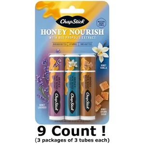 ChapStick Lip Balm Honey Nourish, Shea Butter and Avocado Butter , 9CT .45OZ - Picture 1 of 7