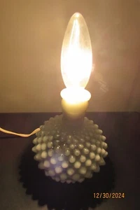 White Opalescent Hobnail Art Glass Boudoir Table Lamp Light - Picture 1 of 8