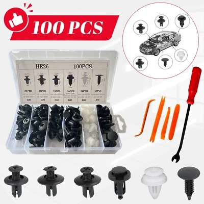 100PCS Retainer Clips Body Bumper Rivet Retainer Trim Molding Push Pin Clips kit - Image 1 of 4
