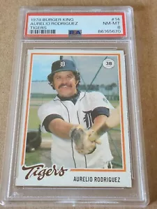 1978 BURGER KING DETROIT TIGERS #14 AURELIO RODRIGUEZ PSA 8 - Picture 1 of 2