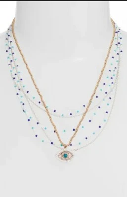 Rebecca Minkoff - Collar de cuentas en capas para mal de ojo (multi turquesa)  Foto 1 de 4