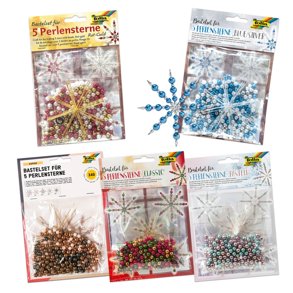 Folia Bastelset Perlensterne viele Farben Weihnachten Deko Stern Baumschmuck neu - Bild 1 von 1