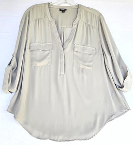 Camicetta Torrid donna 00 grigia Harper Roll linguetta manica tunica top scollo a V pullover - Foto 1 di 9