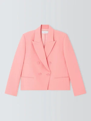 FEMME EQUIPMENT Ori Double Breast Cropped Boxy Jacket Blazer Pink UK XS RRP £360 - Image 1 of 4