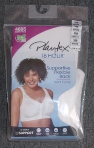 NIP Playtex Women's 18 Hour Front-Closure Flex Back Wireless Bra 4695 38B WHITE - Picture 1 of 3