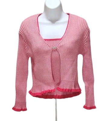 Democracy Sweater Cardigan Front Closure And Sleeveless Square Neck Tank Top M  - Image 1 of 4