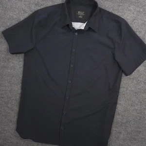 BYLT Riviera Shirt Mens L Navy Black Geometric Performance Short Sleeve Casual - Picture 1 of 10