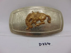Vintage Belt Buckle Rodeo Cowboy Nickel Silver Bucking Bronco Silver Tone - Picture 1 of 6