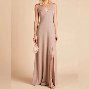 Abito lungo nuovo con etichette Birdy Grey | Shamin con spacco gamba in tortora, donna XL - Foto 1 di 10