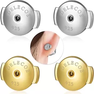 DELECOE 2-Pairs14K Gold Locking Earring Backs Replacements for Diamond Studs, - Picture 1 of 1