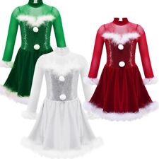 Girls Costume Sequined Dresses Cosplay Dress Christmas Dancewear Skater Clothes