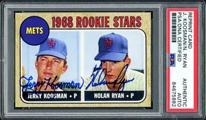 NOLAN RYAN & JERRY KOOSMAN AUTOGRAPHED 1968 TOPPS REPRINT RC METS PSA/DNA 208715 - Picture 1 of 2
