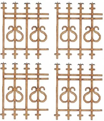 Bambole Casa Laser Taglio di Legno Recinzione Ringhiere Set Di 4 1:24 Mezza Inch - Immagine 1 di 4