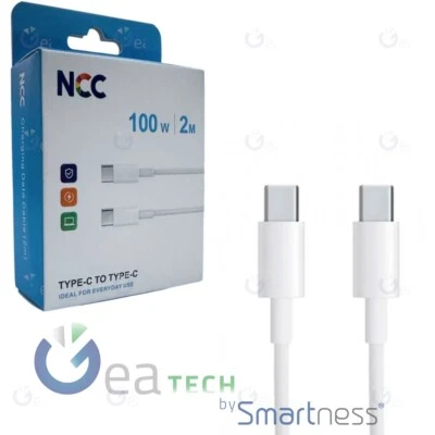 NCC Cable De Datos AP De USB-C A USB-C Carga 100W Compatible 2MT Blanco - Imagen 1 de 2