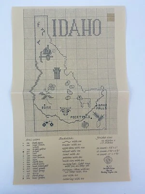 Sue Hillis Designs Map of IDAHO Counted Cross Stitch Pattern SHD Map - Image 1 of 2