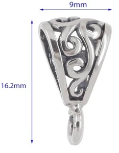 Sterling Filigree Bail Antiqued Silver Pendant Enhancer Finding 16mm 925 LOT (4) - Picture 1 of 6