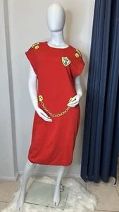 LOVE MOSCHINO Red Love And Chain Sleeveless Shirt Dress M - Picture 1 of 10