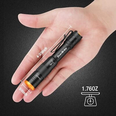 EverBrite Mini Pen Light, Rechargeable Pocket Pen Flashlight w/USB C Cable-Black