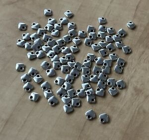 100 x Lead Free Silver Plated Heart Charms Pendants for Jewelry Making 8x7x2.5mm