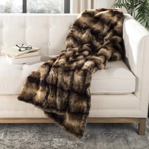 SAFAVIEH Faux Luxe Brick Throw Blanket | Chocolate | - Picture 1 of 3