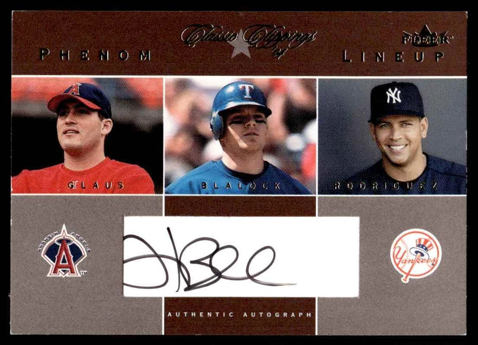 2004 FLEER  CLASSIC CLIPPING AUTO /50 HANK BLALOCK  RODRIGUEZ GLAUS R54 - Image 1 of 2