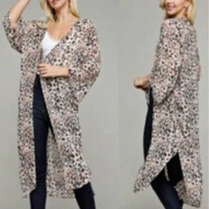 Ninexis Leopard Open Front Maxi Kimono Sheer Duster Women's Size 2X with defect - Picture 1 of 11