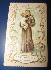 Santino Holy Card MERLETTATO Sant'Antonio di Padua frühe 900 - Bild 1 von 2