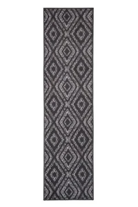 Geometric Diamond Runner - 2'x8' Dark Grey, Moroccan Transitional Area Rug - 516 - Picture 1 of 7