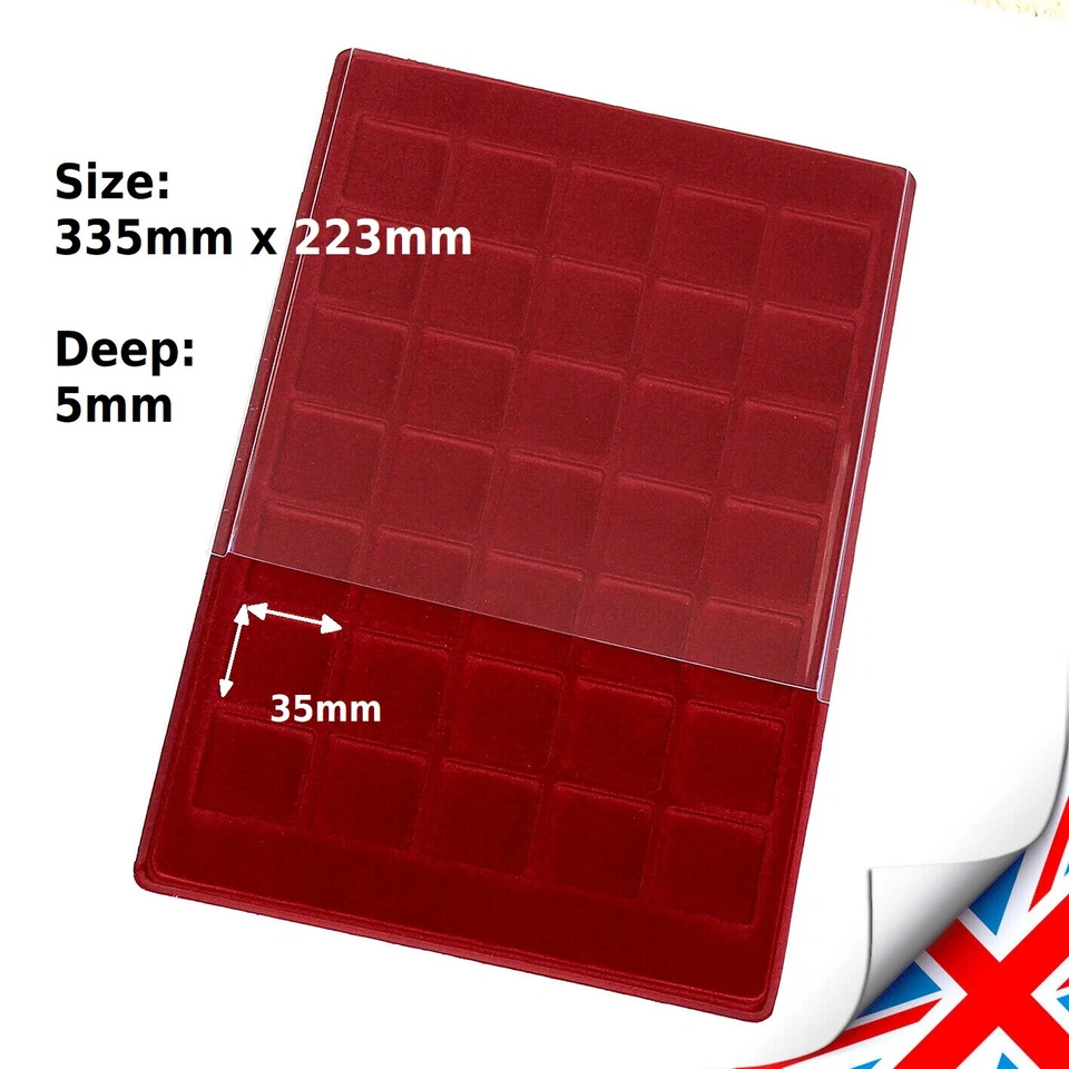 ProSCHULZ / New Red COIN TRAY - 35 Compartments 35 x 35 mm Collection (P35) HQ